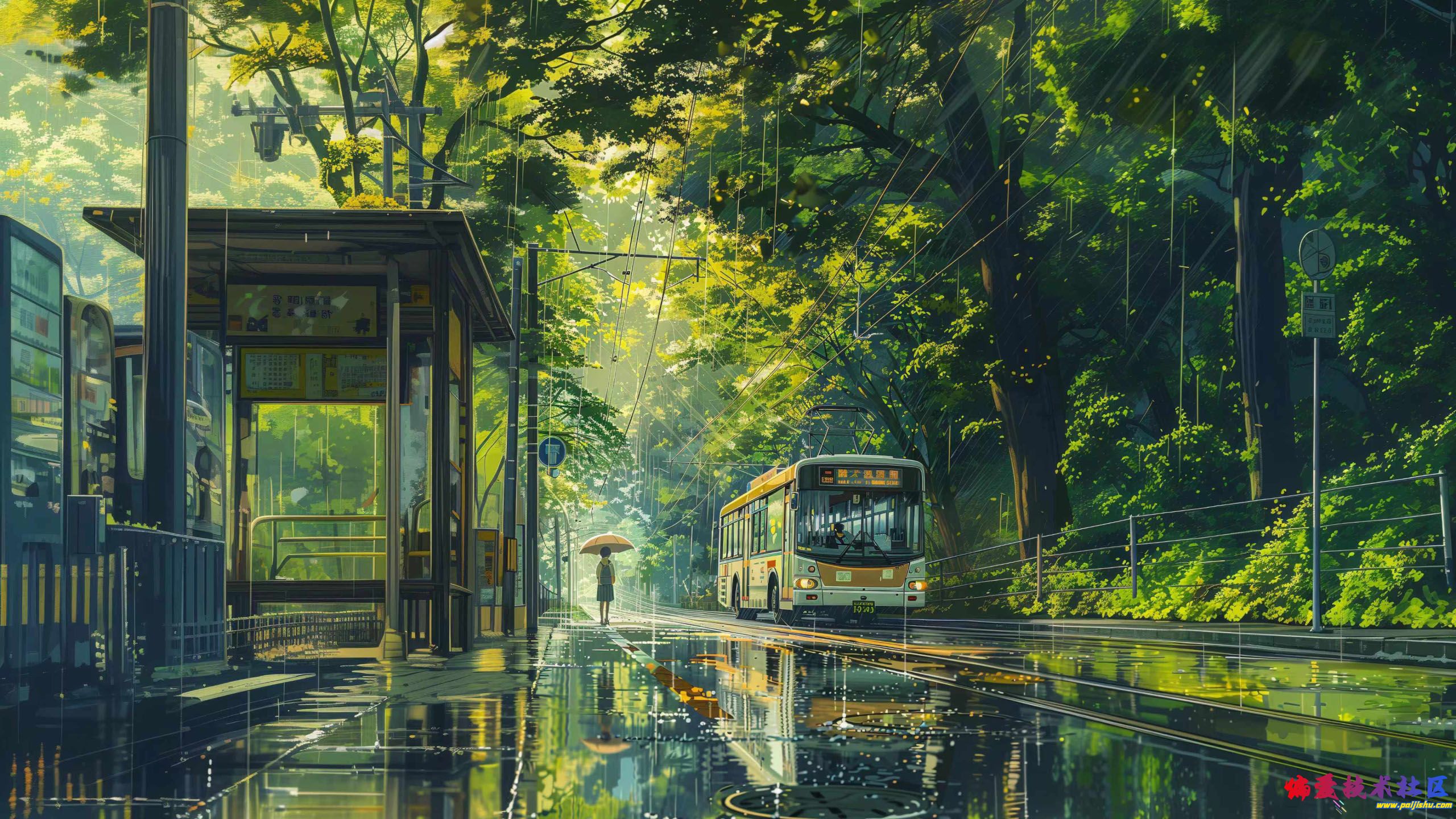 谁在雨幕里等一辆电车，赴一场藏在绿意里的温柔约定？.jpg